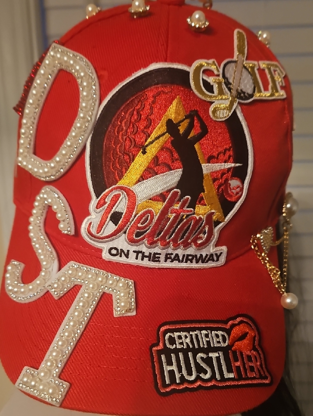 Delta's On The Fairway Red Embellished Baseball Cap
